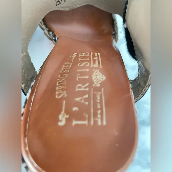 L’Artiste Spring Boho Step Leather Floral Heeled Sandals Artsy Jive Hippie 39 - Picture 5 of 9